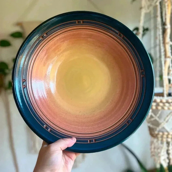 Handcrafted Pottery Wall Plate 14” Ceramic Decorative Plate artist signed - Picture 1 of 8